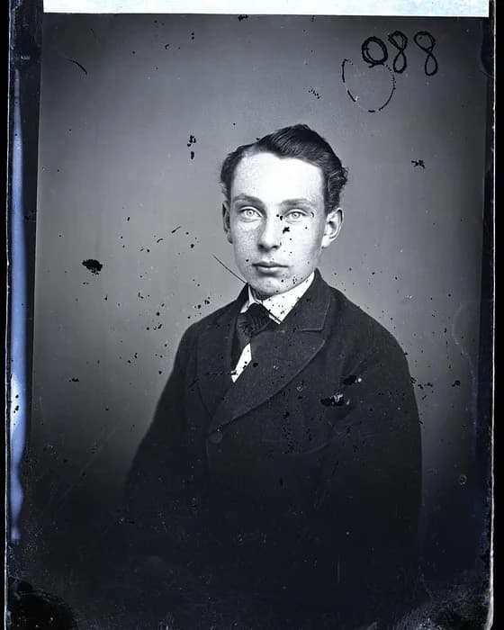 Original: A young man in a dark jacket, photographed in the 1870s
